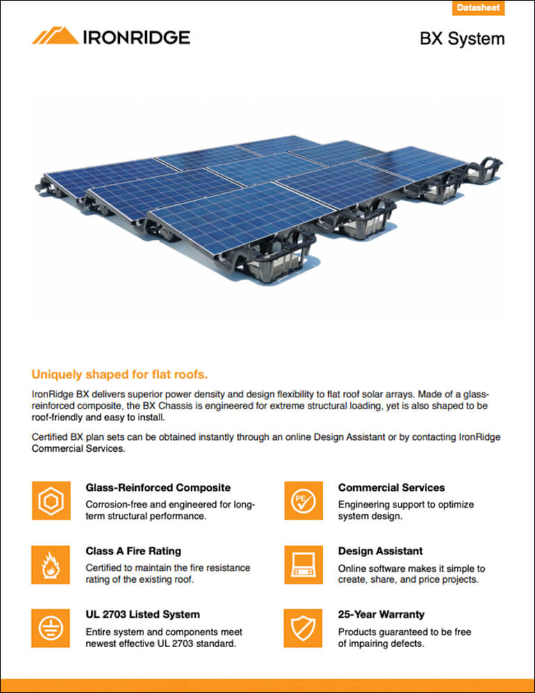 IronRidge BX Ballasted Solar Racking System for Flat Roofs